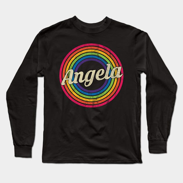 Angela - Retro Rainbow Faded-Style Long Sleeve T-Shirt by MaydenArt